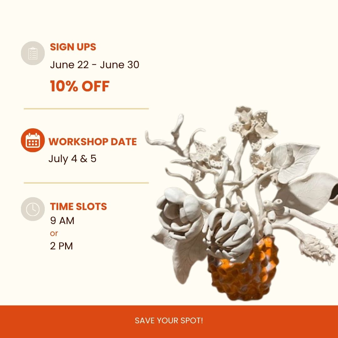 July 4 & 5 | 9AM or 2PM | 🌸 Ceramic Bouquet Making Workshop