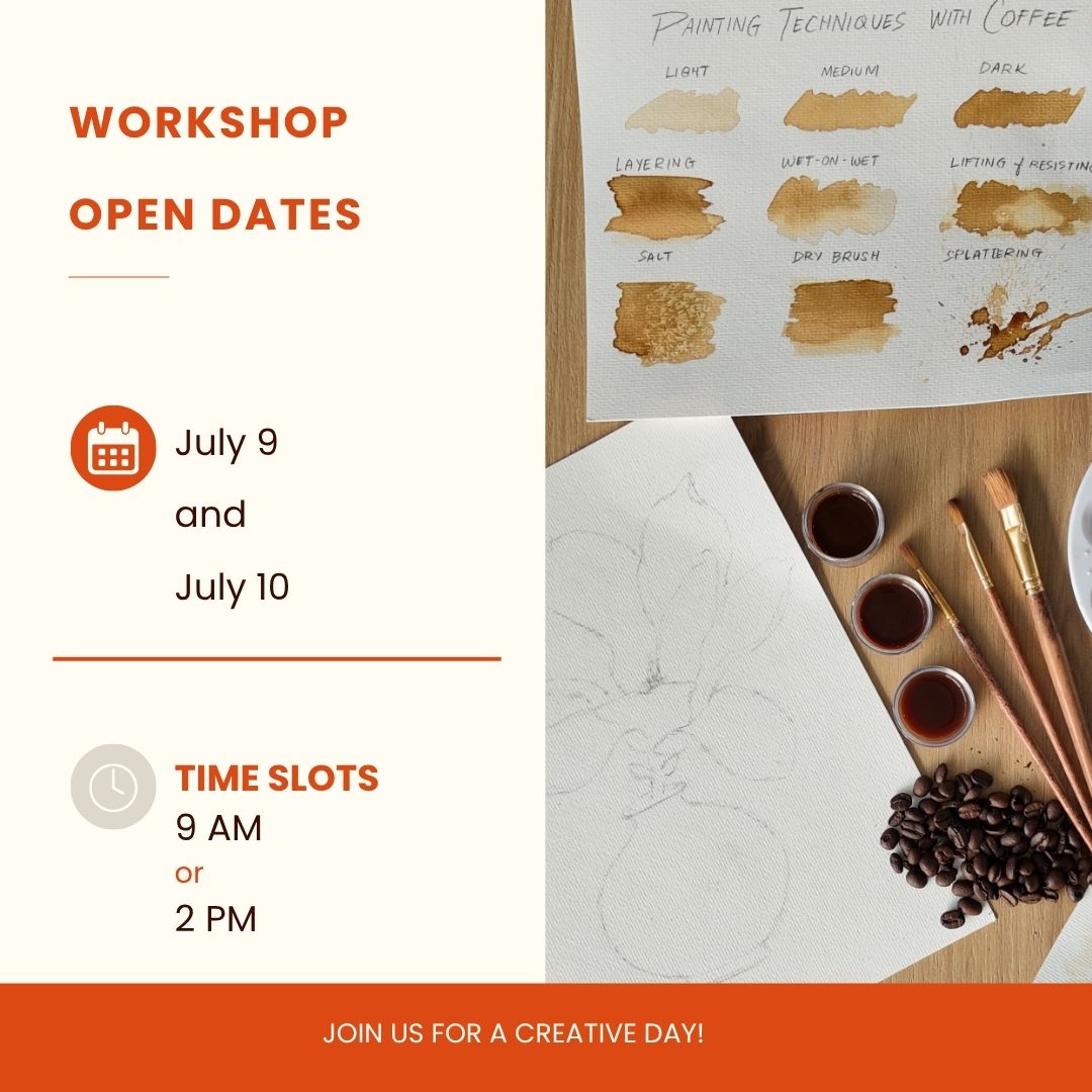 July 9 & 10 | 9AM or 2PM | ☕ Coffee Painting Class